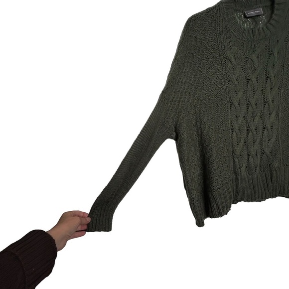 Wooden Ships Forrest Green Loose Cable-knit Pullover Sweater Sz S/M - Picture 7 of 11